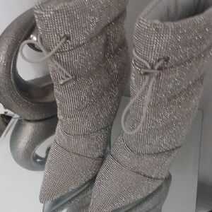 ❣️🩶Sparkle Knit Pointed Toe Ankle Booties - Silver
